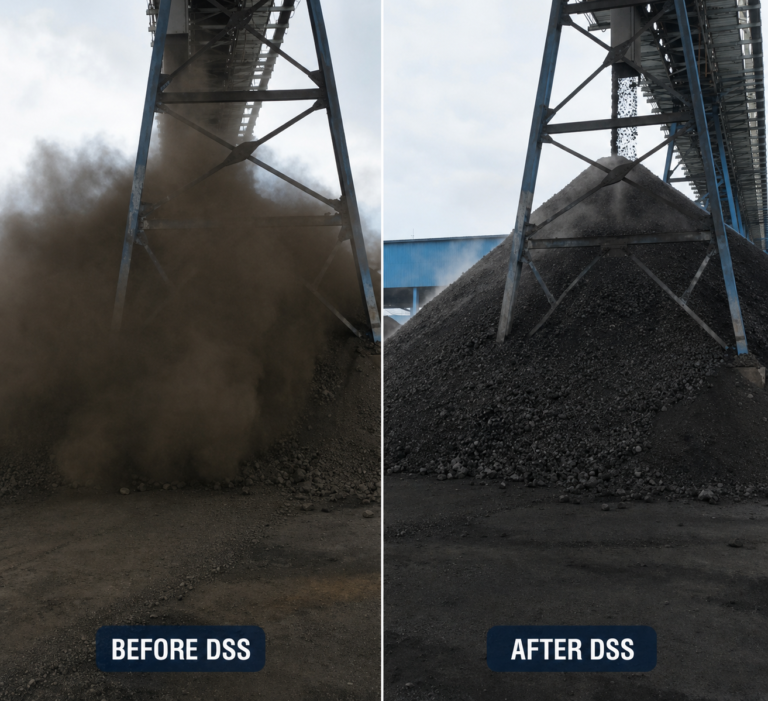 Before vs after Dust Suppression pada Stockpile