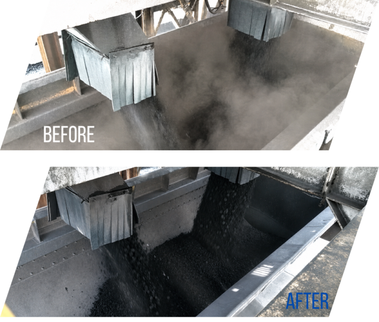 Before vs after Dust Suppresion dalam menekan pembentukan debu pada Trailer loading